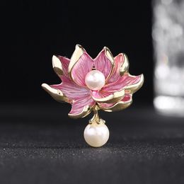 New Lotus Brooch Female High-end Exquisite Cheongsam Accessories Chinese Style Pink Lotus Brooch H1353