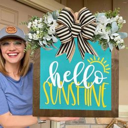 Decorative Flowers Welcome Door Sign Hanger Last Name Year Round Front Wreath Doorr Farmhouse With Bow Spring