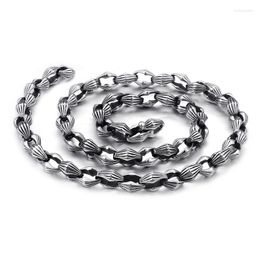 Link Bracelets Stainless Steel Chain Necklace Hip Hop For Men Olive Shape Silver Color Male Jewelry