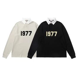 Es s hoodie mens designer hoodie lapel polo shirt long sleeve cotton digital printing hoodies fashion sports versatile loose mens women same sweater black top
