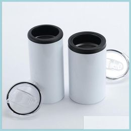 Tumblers 12Oz Sublimation Straight Tumbler With Dual Lid Stainless Steel Cola Can Blank Diy Cold Storage Tank Christmas Gift Drop De Dh2Rd