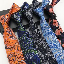 Bow Ties Men's Silk Paisley Necktie Casual Big Flower Design Party Wedding Neckties