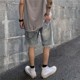 Men's Jeans Men Summer Short Pants Streetwear Hip Hop Vintage Hole Ropa Hombre Y2k Pantalons Jeansy Mens Casual Aesthetic Jean