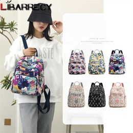 Backpack Fashion New Women's Backpack Leisure Flower Pattern Design Ladies Anti Theft Backpack High Quality Nylon Women Travel Bags Sac J230517