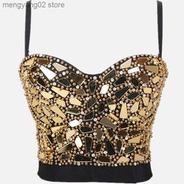 Women's Tanks Camis Summer High End Tops Women Corset Luxury Bling Diamond Sequined y2k Tank Woman Clothes Quality Push Up Bustier Ladies Crop Top T230517