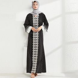 Ethnic Clothing Fashion Striped Embroidered Large Size Muslim Women's Long Skirt Abaya Ramadan Prayer Dress Noble Luxury Islamic Evening