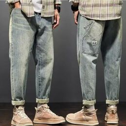 Men's Jeans For Men Baggy Pants Loose Harem Fashion Clothes Pockets Patchwork Denim Trousers Size 28-36