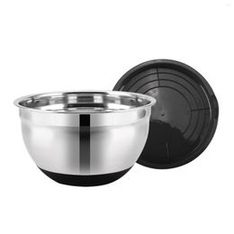 Bowls Mixing Bowl Tableware Kitchen Utensil Silicone Bottom Stainless Steel Container Non-Slip Thickened W/Lid