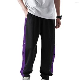 Men's Pants TETYSEYSH Men's Long Loose Fit Basketball High Split Snap Button Sweatpants Casual Athletic Workout Trouser