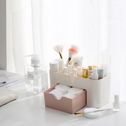 Bathroom Shelves Makeup Organizer Storage Box with Drawer Cotton Swab Stick Storage Case lipstick organizer brush holder makeup Acrylic Plastic 230516