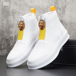 White high top shoes men's new trend board shoes inside height-raising small white boots Korean version of men's ankle boots A2