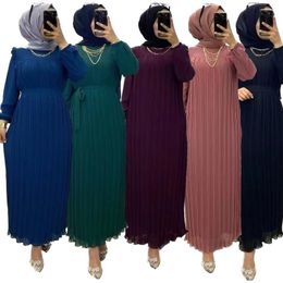 Ethnic Clothing Ramadan Muslim Modest Dress for Women Elegant Arabic Femme Dubai Abaya Eid Islamic Lantern Sleeves Long Robe Turkey Clothes 230517