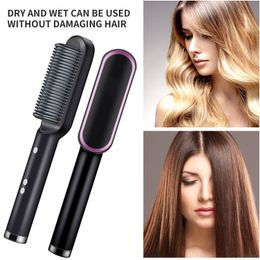 Curling Irons Electric Comb Multifunctional Straight Hair Straightener Negative Ion AntiScalding Styling Tool Straightening Brush 230517