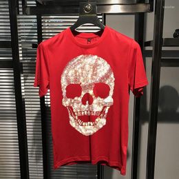 Men's T Shirts Self-Cultivation Youth Design Summer T-Shirt Skull O-Neck Short Sleeve Top Diamond Personality