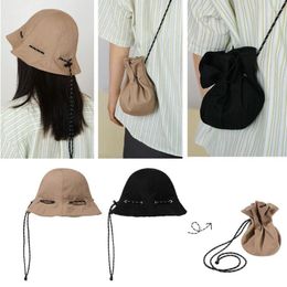 Berets Foldable Pouch Summer Sun Caps Beach Hat Outdoor Sunscreen Beanie Storage Bag Bucket Fisherman Shoulder