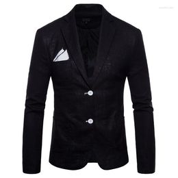 Men's Suits European Size Men's 9-color Blazers Drop Cotton Linen Casual Suit Jacket Two-button Dance Wedding Top Coat