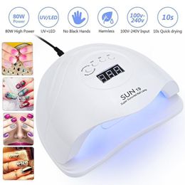 Nail Dryers 80W UV LED Lamp Auto Infrared Sensor Induction Dryer Curing Light Gel Polish Manicure Machine No Blackening Hands