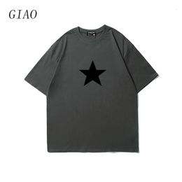 Men's T-Shirts Y2K Aesthetics Many Colors Cotton 2000s Stars Print Streetwear Short Sleeve Summer Casual Fashion Elegant Tshirts 230517