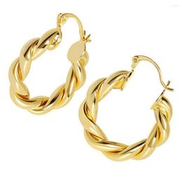 Hoop Earrings 1 Pair C Shape Twisted 25mm Circle Round Golden Trendy Ear Rings Fashion Jewelry For Women Girls Daily Wear