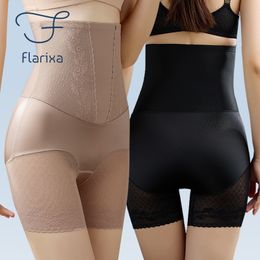 Waist Tummy Shaper Flarixa Women High Waist Lace Panties Tummy Control Underwear Flat Belly Pants Hip Lift Panty Body Shaper Safety Shorts Summer 230516