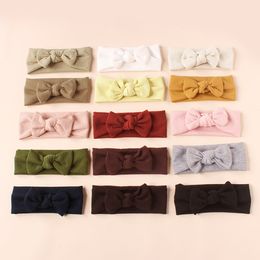 New Cute Baby Bow Headband Cotton Newborn Solid Elastic Hairbands Toddler Girls Party Hair Accessories Newborn Kid Bulk