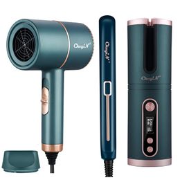 2000W Low Noise Hair Dryer Mini Flat Iron Straightener Unbound Automatic Curler Rechargeable Curling Roller Waver 230517