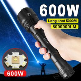 Flashlights Torches 60W High Power Led Flashlight With Usb Charging Zoom 1500M Torch Lantern Ultra Powerful Flashlight Rechargeable Lamp Work Light P230517