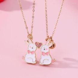 Pendant Necklaces Luoluo&baby 2Pcs/set Cute Cartoon Heart Chain Friend Necklace BFF Friendship Jewellery Gifts For Kids