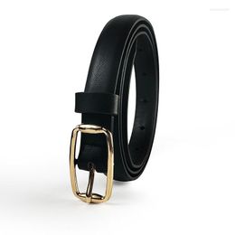 Belts Ins Gold Square Buckle Belt Women Fashion Thin Pu Rectangle Female Jeans Dress Waistband 2023