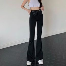 Capris Women Solid Colour High Waist Flares Pants Lady FloorLength Bell Bottom Trousers Loose Casual Wide Leg Palazzo Trousers 101A