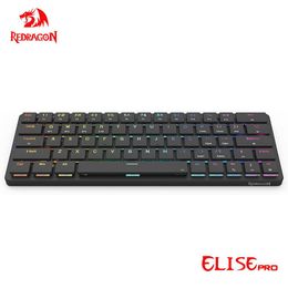 Keyboards REDRAGON Elise Pro K624P RGB Super slim Mechanical Gaming Keyboard USB Support Bluetooth wireless 2.4G 63 Keys for Compute PC 230518