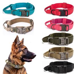 Dog Collars Leashes Durable Tactical Dog Collar Leash Set Adjustable Military Pet Collar Leash Medium Large Dog German Shepherd Training Accessories 230518