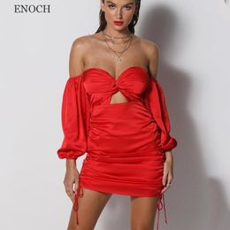 Party Dresses ENOCH Mini Sweetheart Satin Homecoming Sexy Open Back Long Sleeves Pleated Custom Made Vestidos De Fiesta