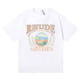 original Rhude Summer Designer mens Casual T-shirt top luxury monogram printed shirt mens and womens short sleeve fashion T-shirt Skateboard mens shirt trend vb