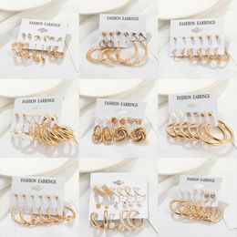 Stud Earrings Vintage Geometric Set For Women Metal Gold Colour Dangle Fashion Heart Butterfly 2023 Trendy Jewellery