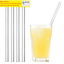 Clear Glass Straw Reusable Straight Bent Glasses Drinking Straws with Brush Eco Friendly Straws for Smoothies Cocktails