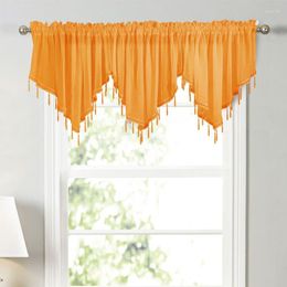 Curtain Triangular Solid Colour Drapery Kitchen Rod Window Screening Sunshade For Bedroom Living Room Balcony