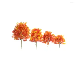 Decorative Flowers 4 Pcs Maple Tree Decor Plastic Model Hand Fall Bonsai Pot Scale Trees Miniature Train Architecture Railway