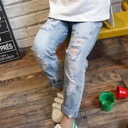 Children Broken Hole Jeans Spring Fashion Toddler Clothing Kids Ripped Denim Trousers Pants For Boys Girls 0976 V23183