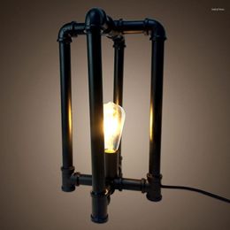 Table Lamps American Steam Punk Light Creative Retro Bar Coffee Shop Industrial Water Pipe Desk Lamp Study Bedroom Bedside Night