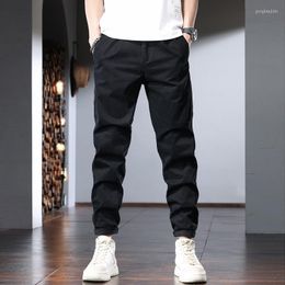 Men's Pants Black Cotton Men's Casual Summer Fashion Korean Style Slim Fit Trousers