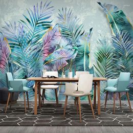 Wallpapers Custom Any Size Mural Wallpaper 3D Tropical Plant Leaves Light Luxury Living Room Bedroom Home Decor Papel De Parede Wall Papers