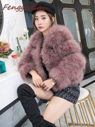 Women's Fur & Faux Autumn Winter Women 2023 Casual Loose Solid Short Ostrich Wool Coat Female Vintage Thick Jackets Plush Overcoat