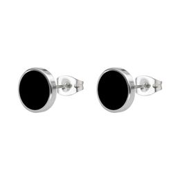 Stud 3 Colours 12 Styl Titanium Steel Drops Oil Stud Earrings Round silver Colour Button Black Centre Gift For Men Trendy Accessories Z0517