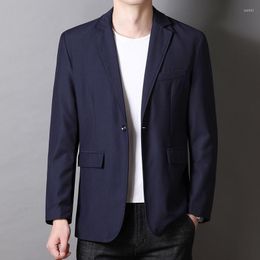 Men's Suits Autumn For Men Jacket Single Buckle Business Casual Coat 2023 Solid Blaser Masculino Long Sleeve Tops Blazer