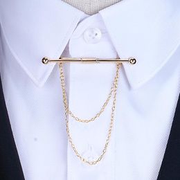 Brooches Broches High-end Fashion Personality Brooch Tassel Chain Clip Collar Shirt Buttoned Pin Male Accessories