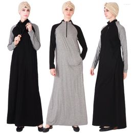 Ethnic Clothing Dubai Women Muslim Long Sleeve Maxi Dress Islamic Jilbab Kaftan Casual Loose Prayer Robe Vintage Turkey Ladies