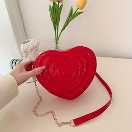 Evening Bags Love Heart Women's Small Shoulder Fashion Patent Leather Ladies Crossbody Bag Party Travel Chain Purse Handbags