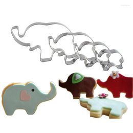 Baking Moulds 4pcs Elephant Cookie Cutter Fondant Cake Mold Stainless Steel Animal Biscuit Mould Tools Kitchen