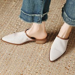 Slippers Mid Heels Causal Mules Shoes Women Chunky Sandals Fashion Summer Breathable Flip Flops Sexy Pumps Slides 2023